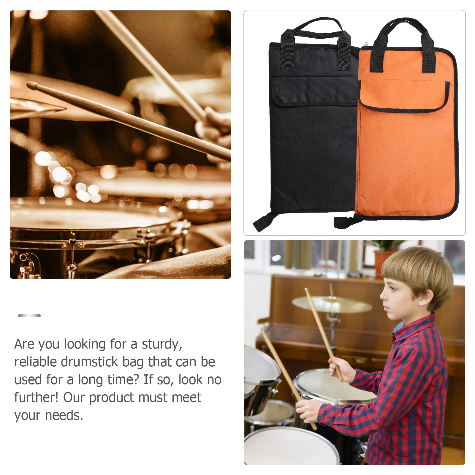 

2Pcs Drumstick Bags Oxford Cloth Durable Portable Drum Sticks Storage Holders Large Capacity Carry Pouch Drum Sticks Bag