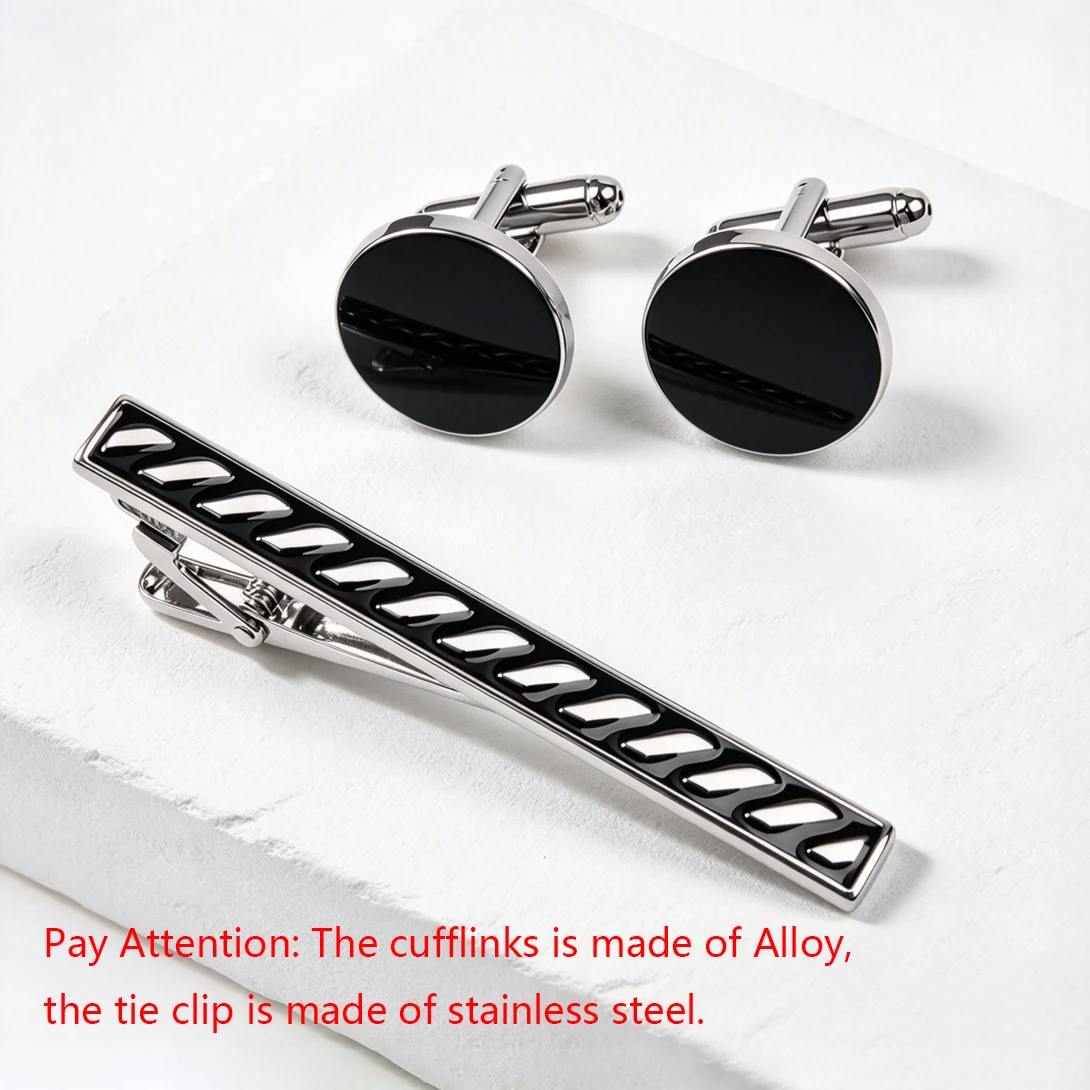 3세트 스테인리스 스틸 소재의 둥근 커프스 버튼과 넥타 - Tie Clip Bar Set Stainless Steel 리뷰 및 가격