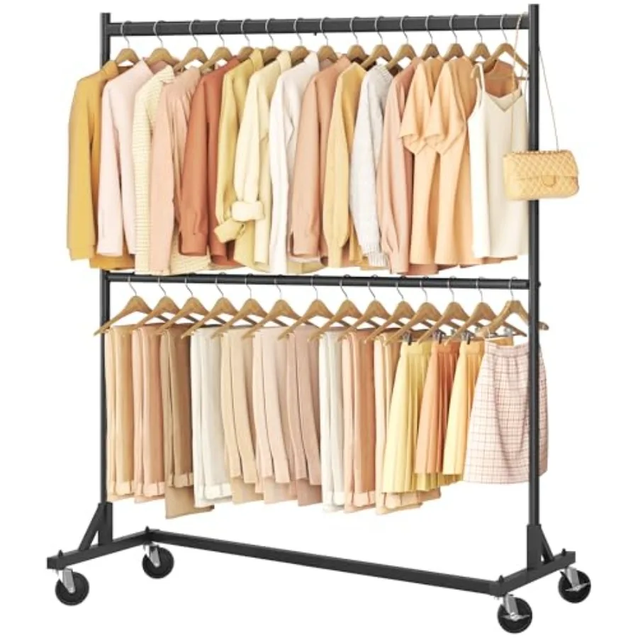 

Double Rod Z Rack, Rolling Clothes Racks with Z-Base, Adjustable Clothing Rack, Standing Clothes Rack, Metal Clothing Racks for