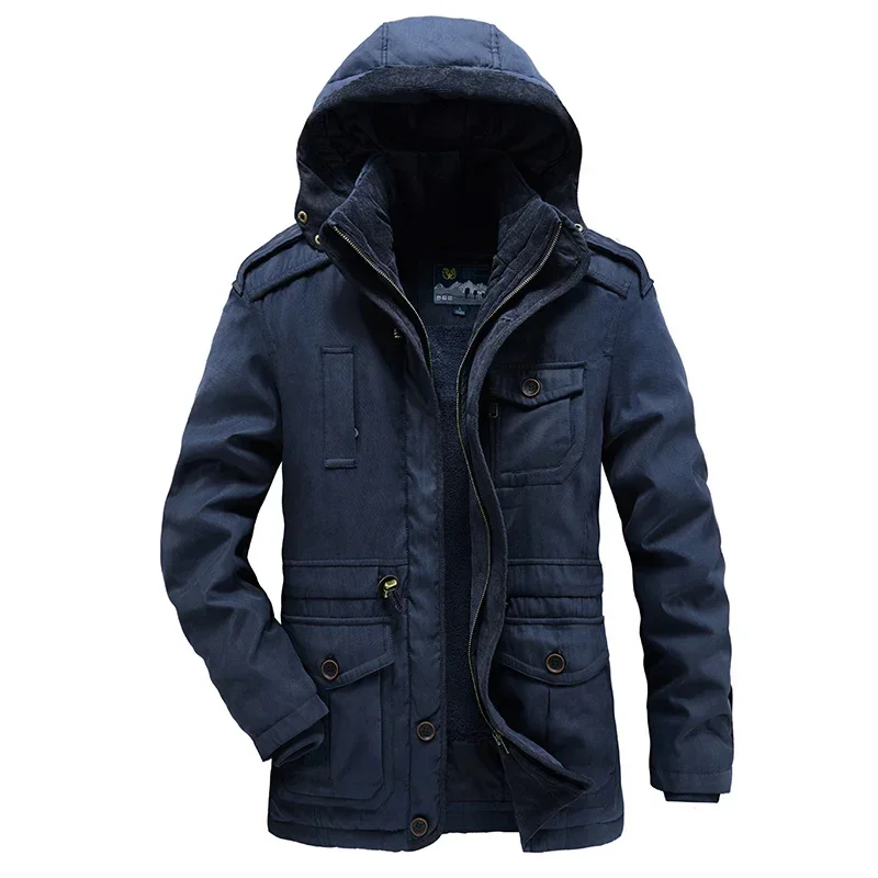 

Winter Fleece Warm Parkas Thick Windbreaker High Quality Jackets Fashion Men Liner Detachable Hooded Casual Military