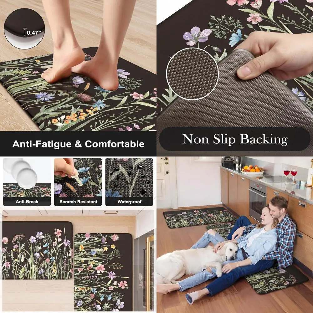 

Мягкие нескользящие кухонные коврики, набор из 2 предметов, удобные пенопластовые коврики для столов, стирки и офисных раковин, черные 2