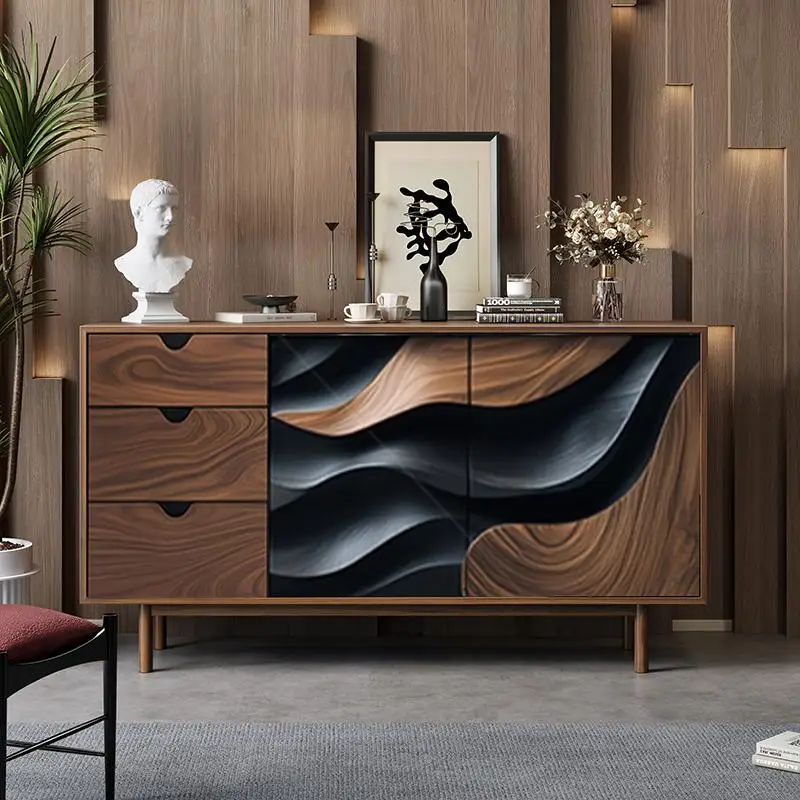 

!@French Retro Modern Light Luxury Solid Wood Entrance Cabinet Antiqued Home Furniture for Entry Foyer Decorative Use New