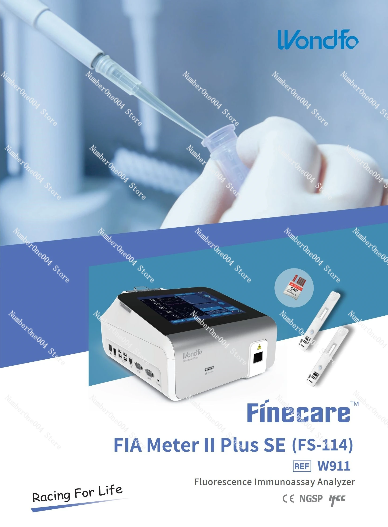 Wondfo Finecare FIA Meter II Plus SE FS-114 Fluorescence Immunoassay Analyzer HbA1c TSH FT3 FT4 PSA test kits