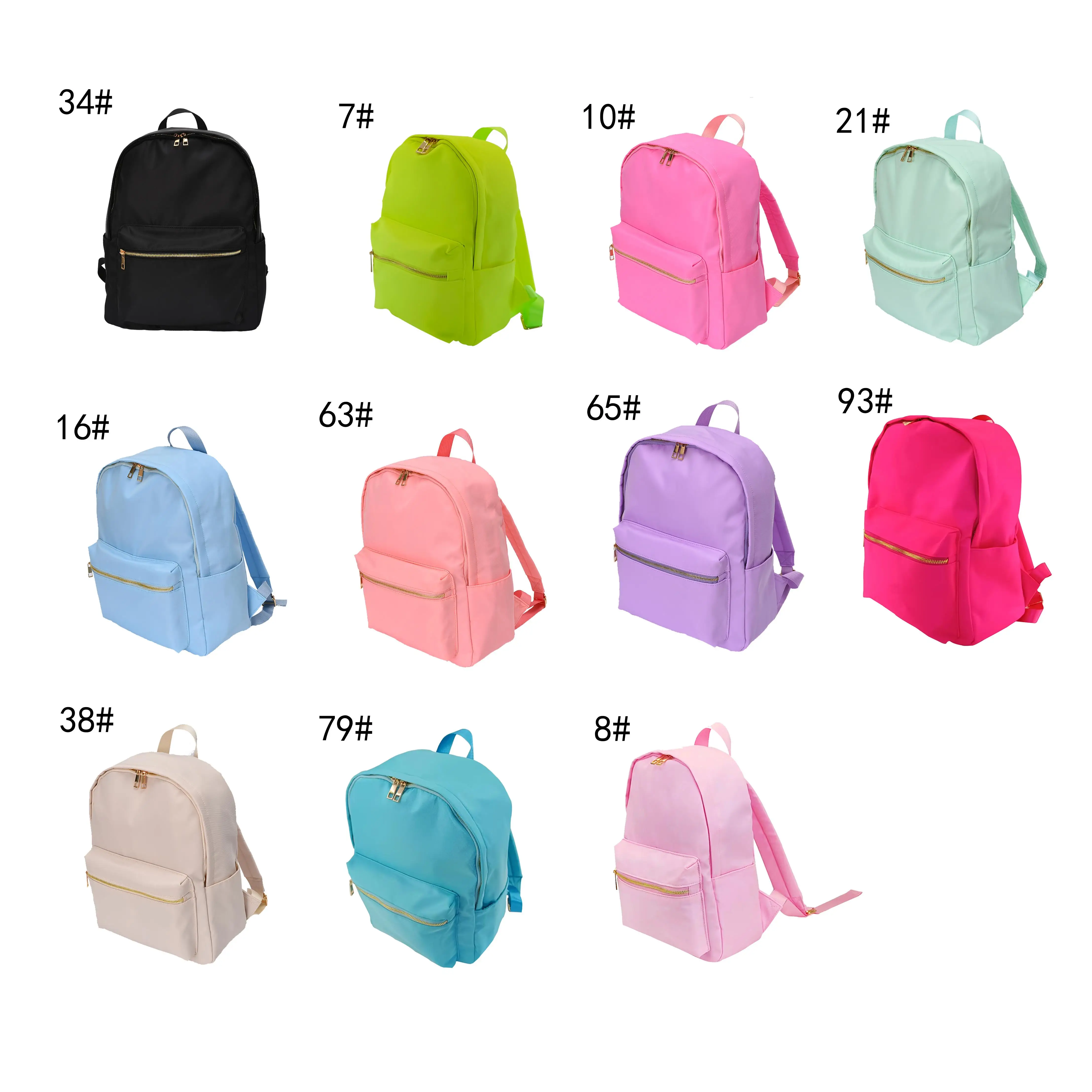 Classic Girls Boys Primarry School Bag Solid Color Zipper Backpack For Kids Nylon Waterproof Leisure Travel Bag