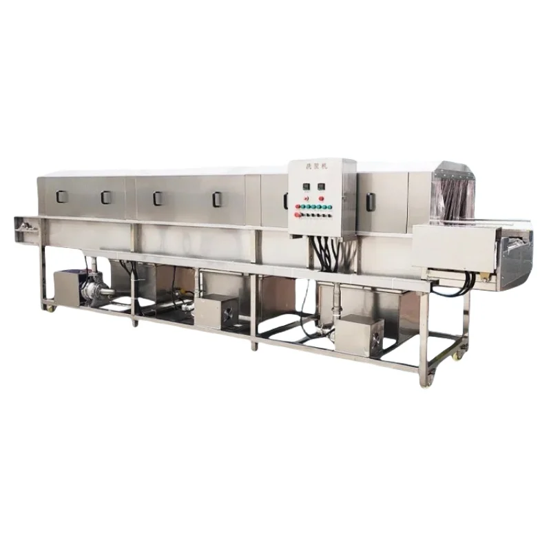 Automatic Continuous Tunnel Crate Cleaning Machine Plastic Basket Tray Washer and Air Dryer
