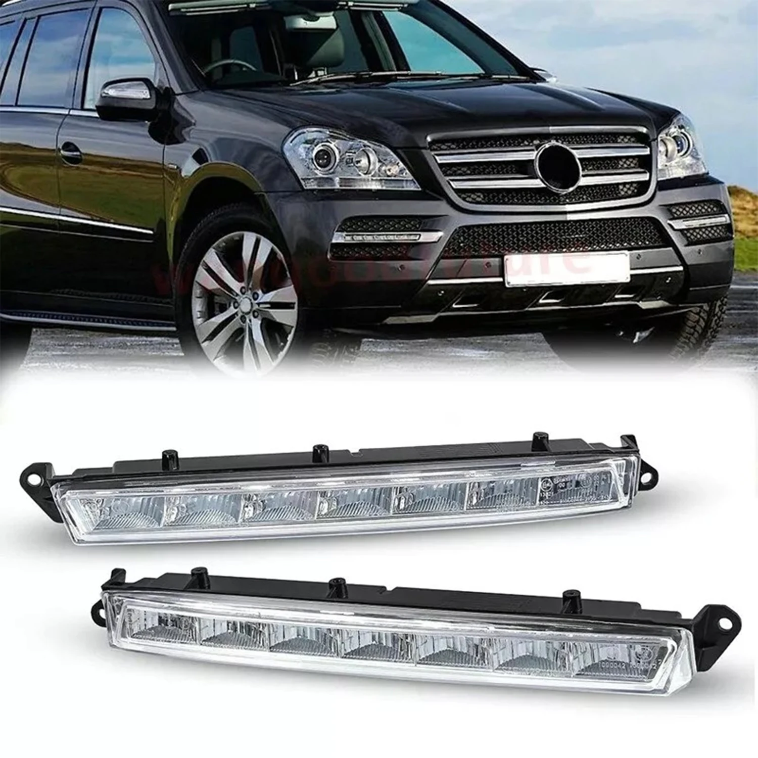 

2Pcs DRL Fog Light Lamp Front Bumper LED Daytime Running Light For Mercedes Benz X166 X164 GL320 GL350 GL450 GL550 A1649060351