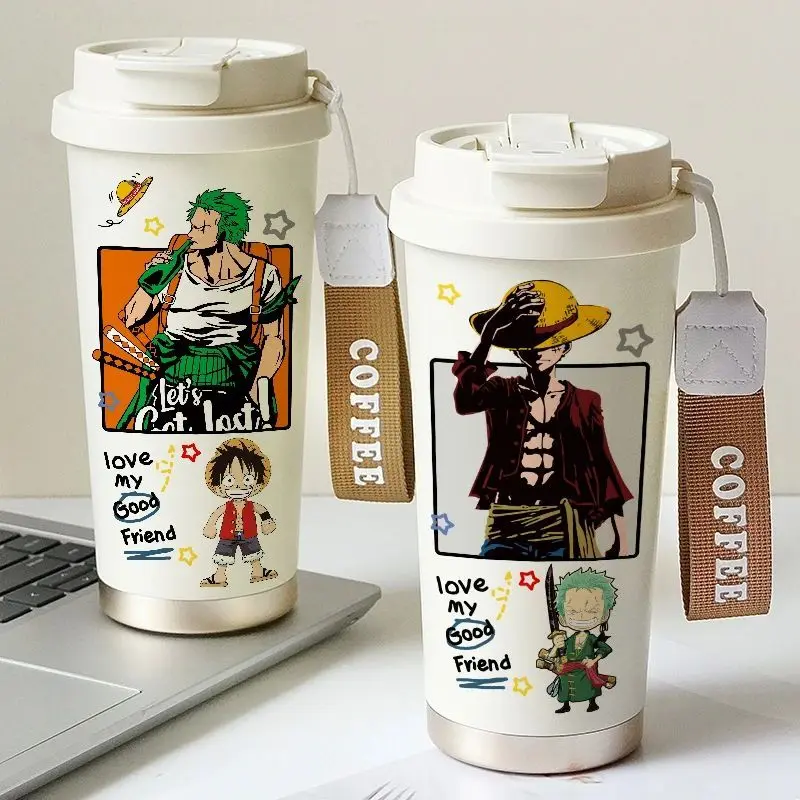 

New One Piece creative anime Luffy Chopper Zoro portable large capacity 316 stainless steel thermos cup cold coffee cup gift