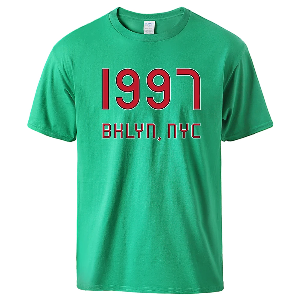 1997 Brooklyn เสื้อยืดผ้าฝ้ายเมืองนิวยอร์กเสื้อยืดคอกลมแฟชั่นเสื้อยืดกีฬาเสื้อยืดฮิปสเตอร์แบบดั้งเดิม