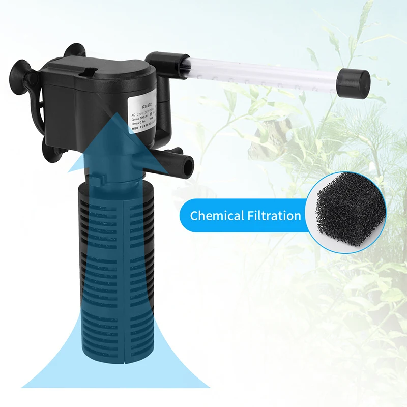 3-in-1 stille beluchting waterzuiveraar Interne pomp Aquariumfilter met duikvermogen Zuurstof dompelbare waterzuiveraar