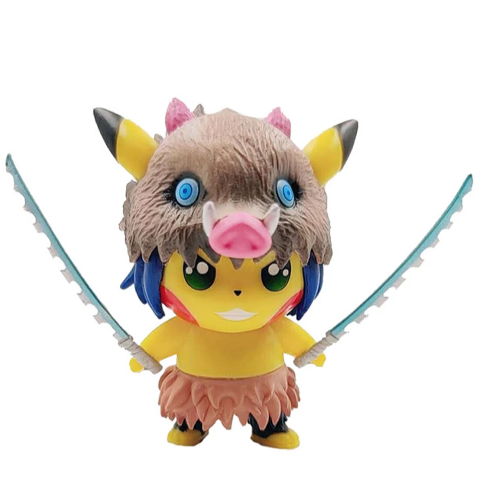 مجموعة شخصيات الرسوم المتحركة المكونة من 4 قطع: شخصيات بيكاتشو كوسبلاي شيطان القاتل من مادة PVC مجموعة ألعاب هدية عيد ميلاد للأطفال #5