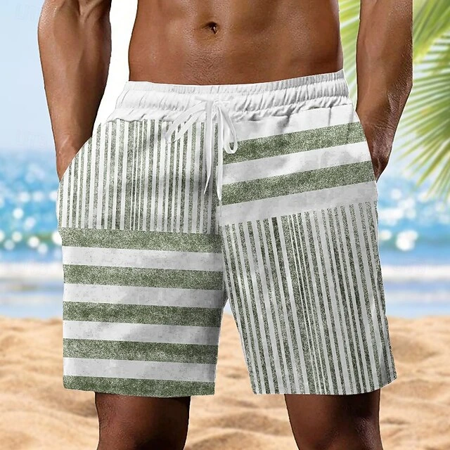 

2026 Vintage Stripe Simple Beach Shorts Summer Quick Drying Casual Loose Fit Board Shorts For Hawaiian Vacation Party Shorts