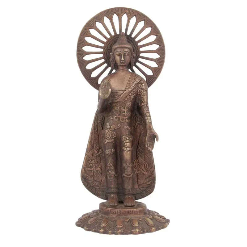 

Handmade Antique Golden Brass Standing Buddha Sculptures Figurine Statue Statement Pieces Decor Gift Items