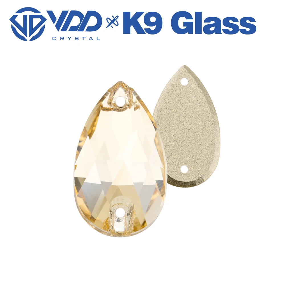 VDD S257 Golden Shadow Pear Top Quality K9 Glass Sew On Rhinestones Crystal Flatback Sewing Strass Stones Garment Wedding Dress