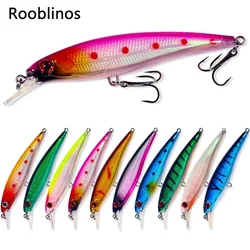 Rooblinos 1PCS Nieuwe Pesca Vissen Lokt Laser Minnow Harde Aas 110mm 13g Langzaam Zinkende Kwaliteit Professionele crankbait Jerkbait