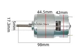 Motor 775 de 12/21V, engranaje de 5MM, eje para cortacésped de iones de litio, destornillador de taladro de carga inalámbrica