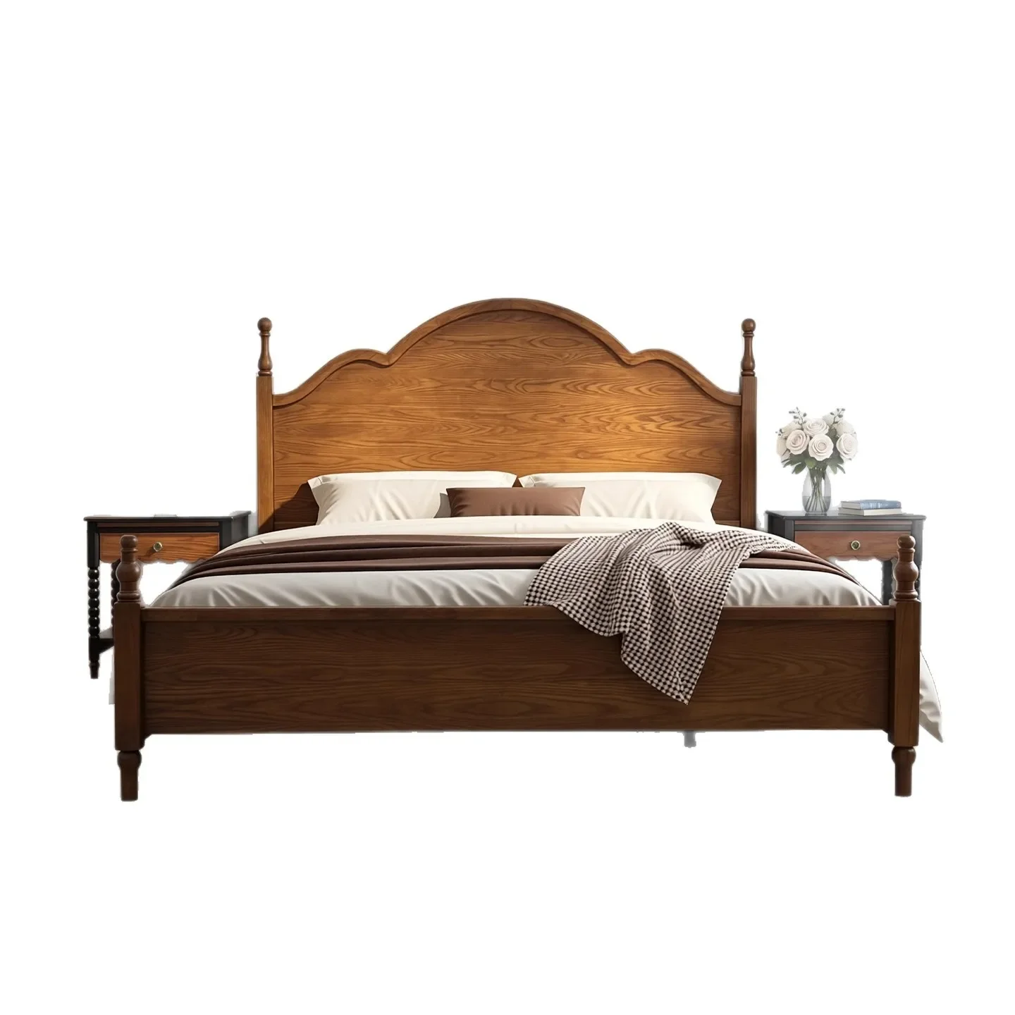 Medieval ash wood cloud bed solid wood bed master bedroom double be d American bedroom wedding b ed 1.8 meters 1.5 meters