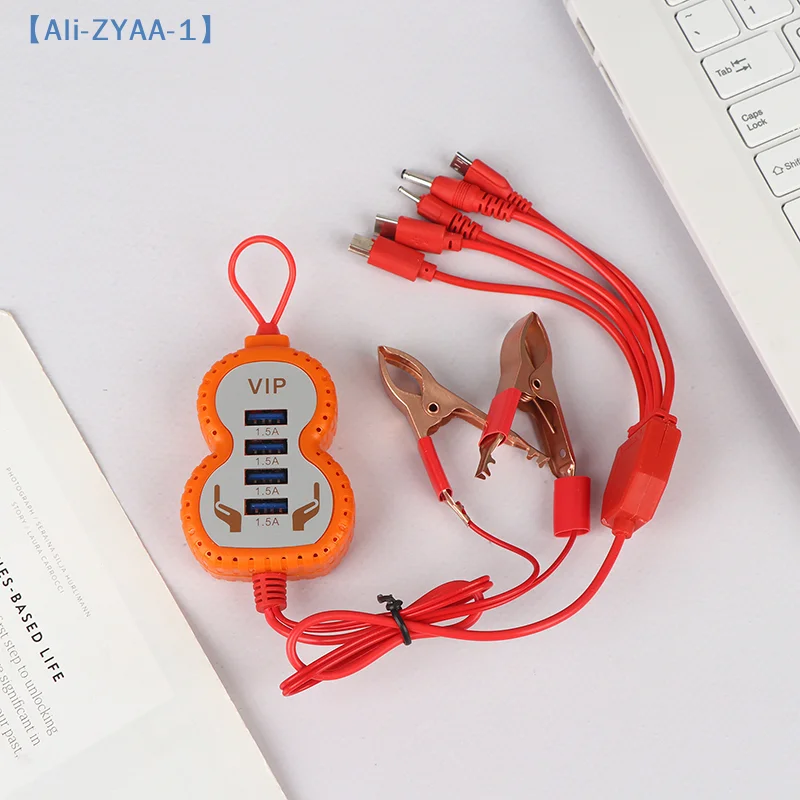 

【ZYAA-1】1Pcs USB Interface Universal Battery Mobile Phone Charger 4 USB Multifunctional Clip Charger DIY Accessorie