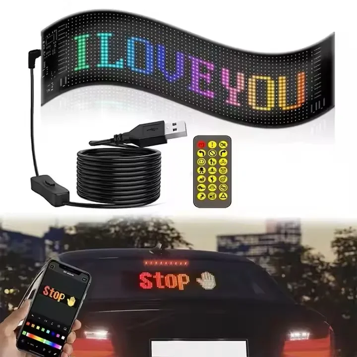 825HOT Customize RGB USB LED Matrix Panel Pixel Text Animation Display Signage for Elevator Car Rear Window Smart Digital Screen