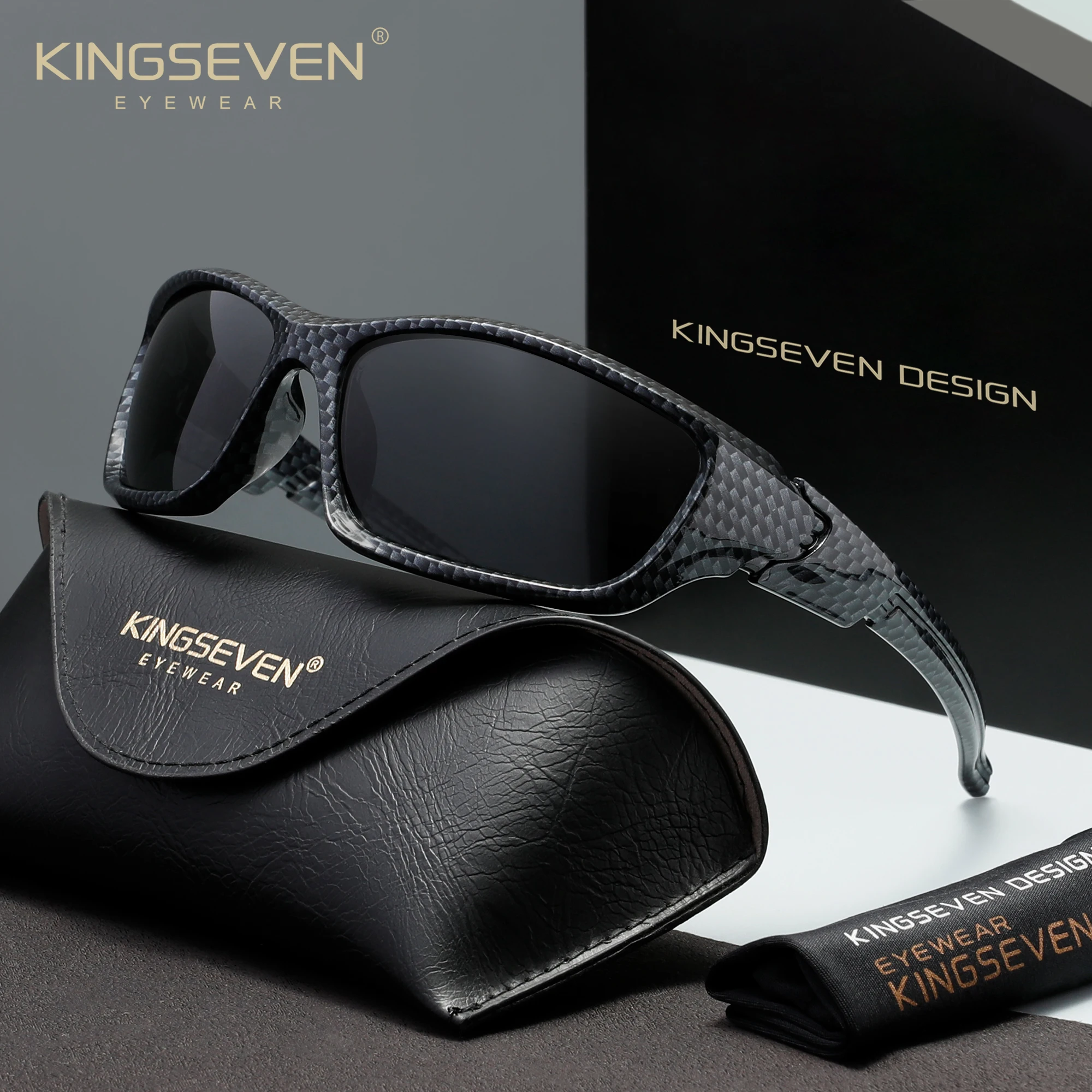 KINGSEVEN Klassische, trendige Vintage-Sonnenbrille, Unisex, polarisiert, UV400, Outdoor-Sportbrille, geeignet für Outdoor-Radbrillen