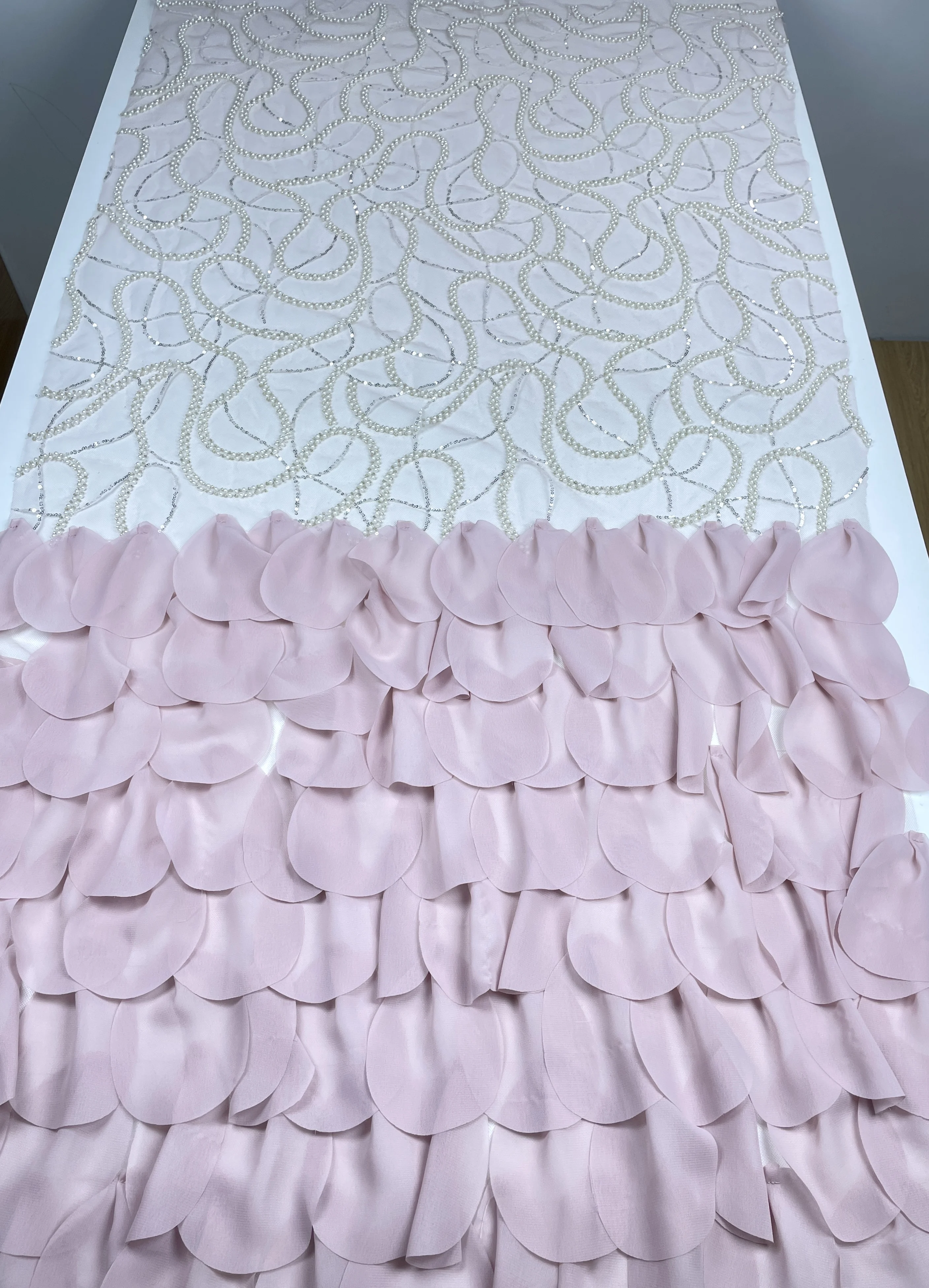 

African 3D Heavy Beaded Lace Fabric 2026 Bridal Material Fabric High Quality French Sequin Tulle Lace for Wedding Party Dress