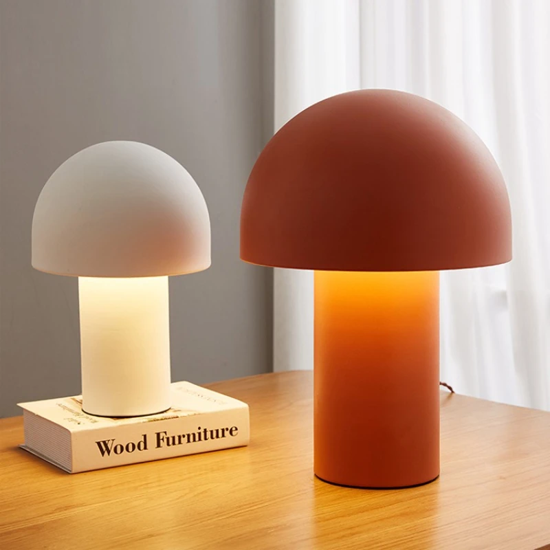 

Nordic Middle Ancient Homestay Atmosphere Table Lamp Parlour Sofa Bedroom Bedside Study Children's Room LED Mushroom Desk Light