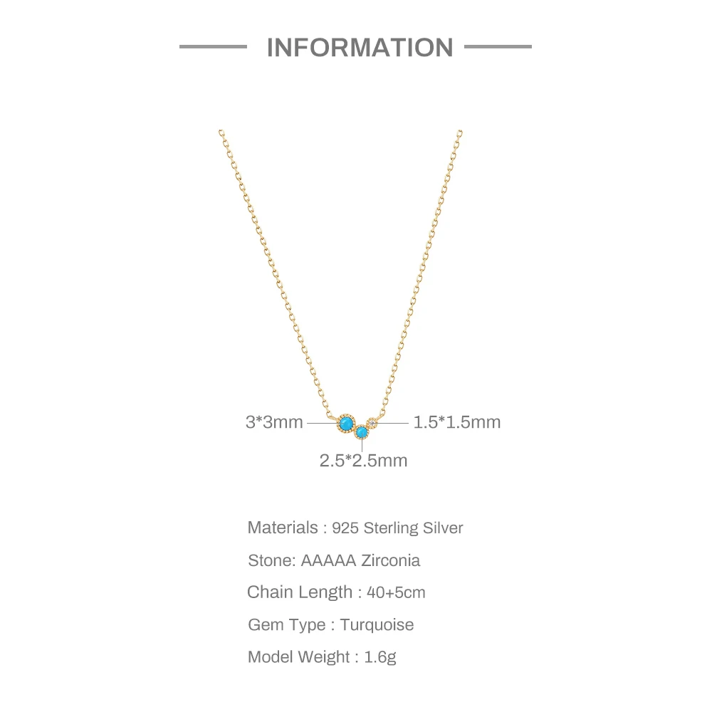 Retro Turquoise Pendant Necklace 925 Sterling Silver Simple Ins Multilayer Clavicle Chain Necklaces Fashion Jewerly Gift