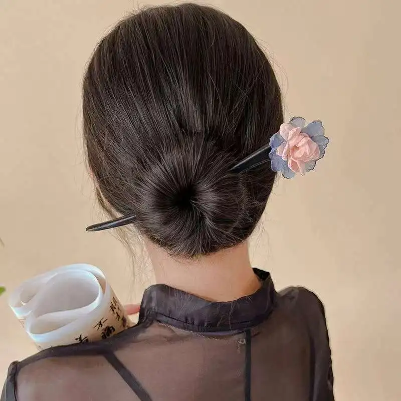 

Fashion, Simple And Literary Small Fresh Mountain Hairpin Ancient Style Retro Dry Flowers Wooden Hairpin Simple Hairpin Women