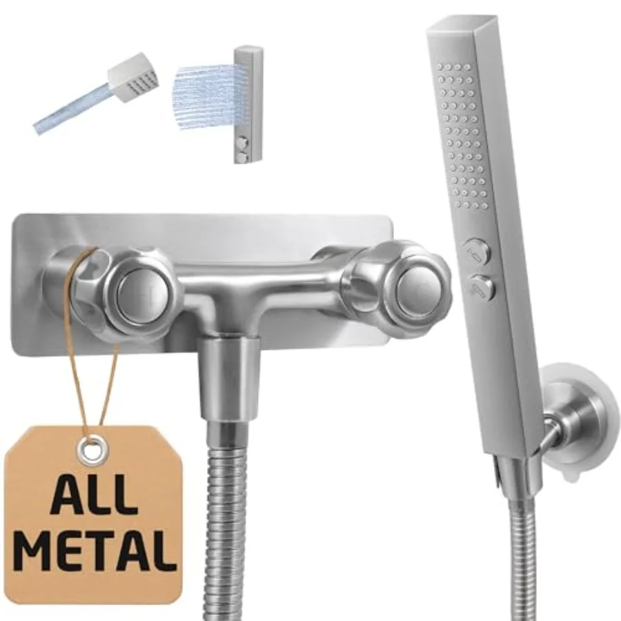 

All Metal RV Shower Faucet with Hose and 2 Function Showerhead, No Leak Camper Shower Faucet Replacement, SUS 304 Handheld Hold