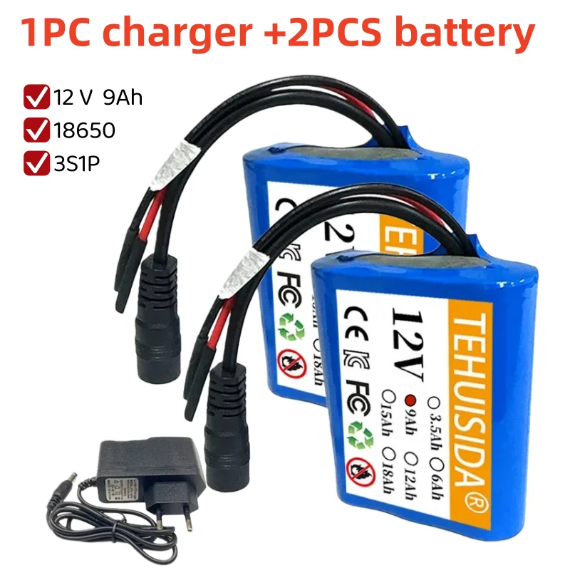 18650 3S1P 12V 9000mAh Lithium Battery Pack with BMS Protection Rechargeable Battery