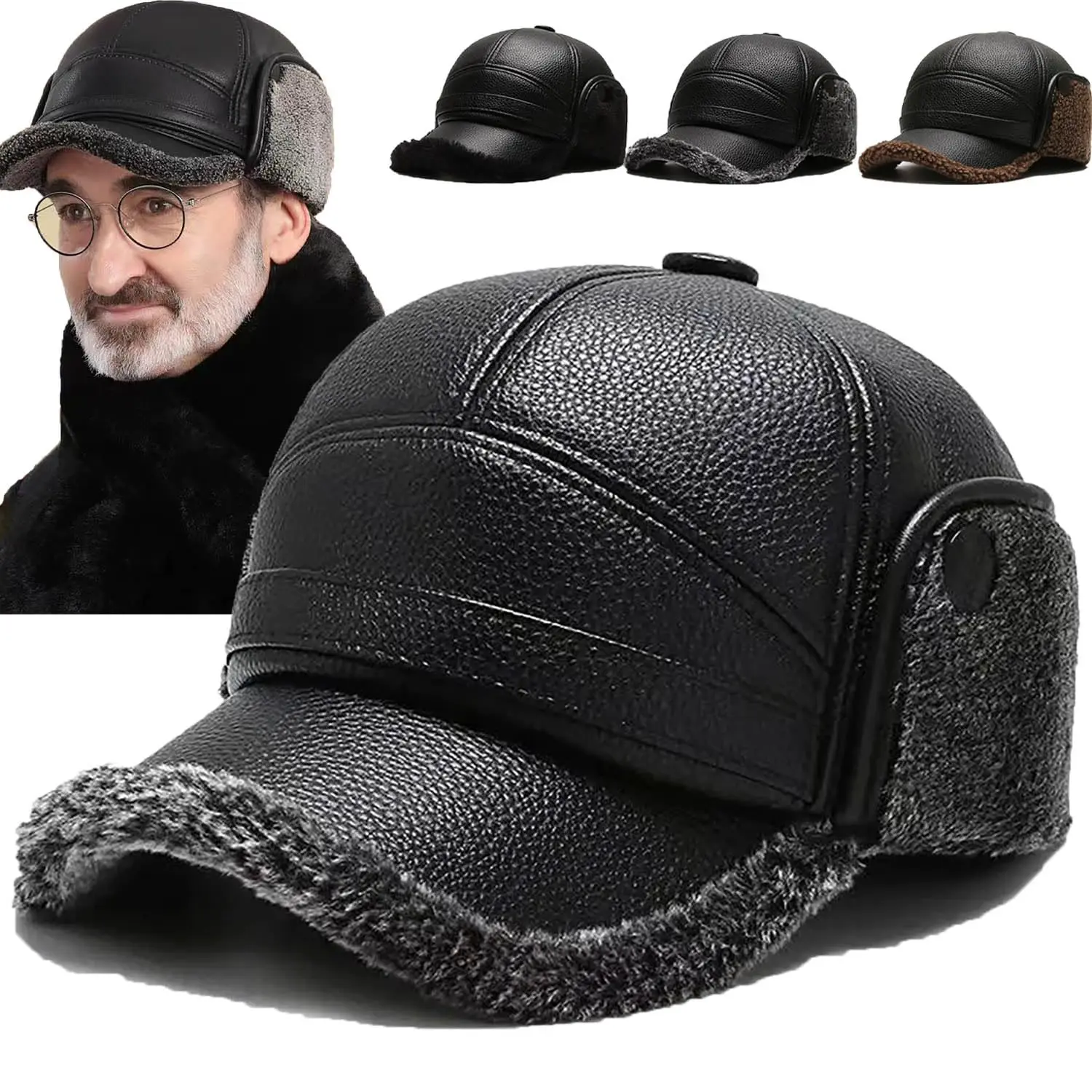 Cold Weather Cap Thermal Earflap Hat for Men Windproof with Adjustable Design for Outdoor Winter Activities Skiing Camping