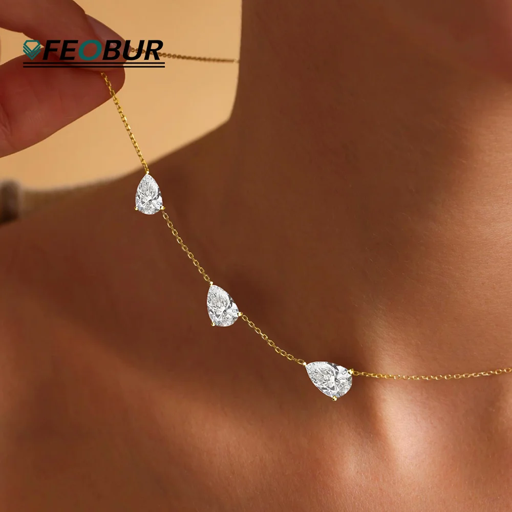 

Сертифицированное ожерелье с муассанитом 2-3-4 карата в форме капли для женщин, роскошное, из серебра S925, с подвеской в виде трех грушевидных бриллиантов, ювелирное украшение, подарок