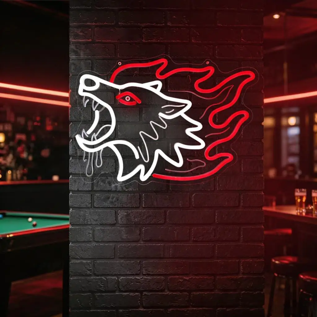 Wolf Head Neon Sign Dimmable USB Powered Neon Light For Game Room Man Cave Bedroom Bar Pub Party Wall Art Decor Night Light