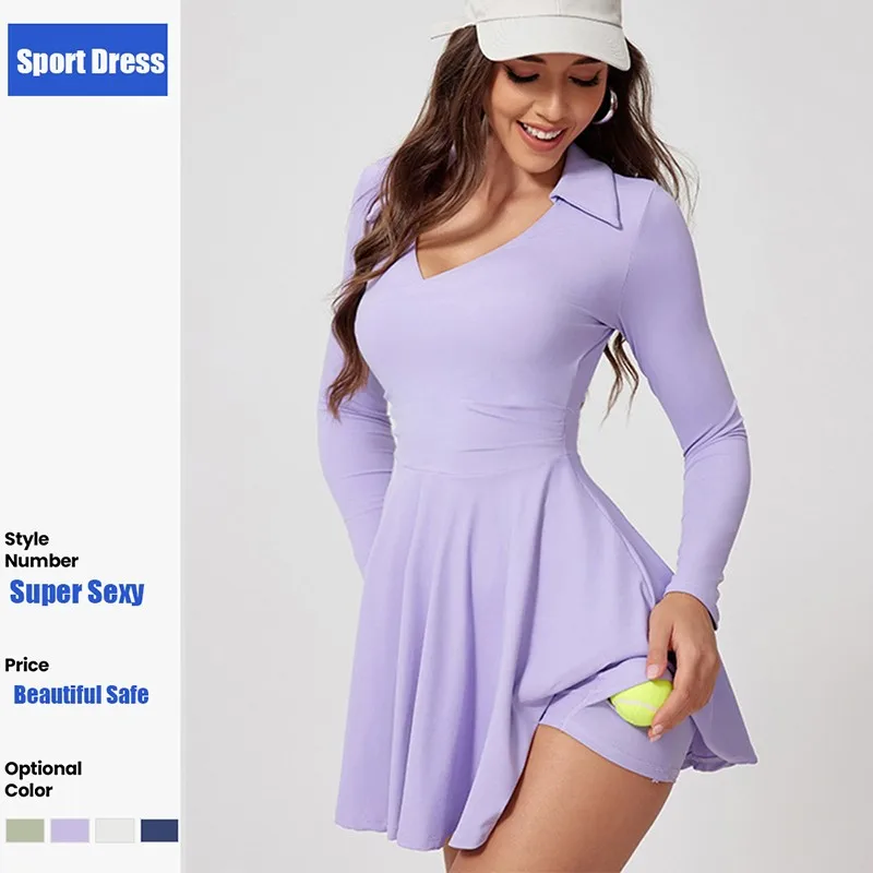 

Cloud Hide Energy Спортивное платье Карманные платья для гольфа и тенниса Женские безопасные шорты Тренажерный зал Летний цельный костюм для йоги XL Фитнес Длинная юбка