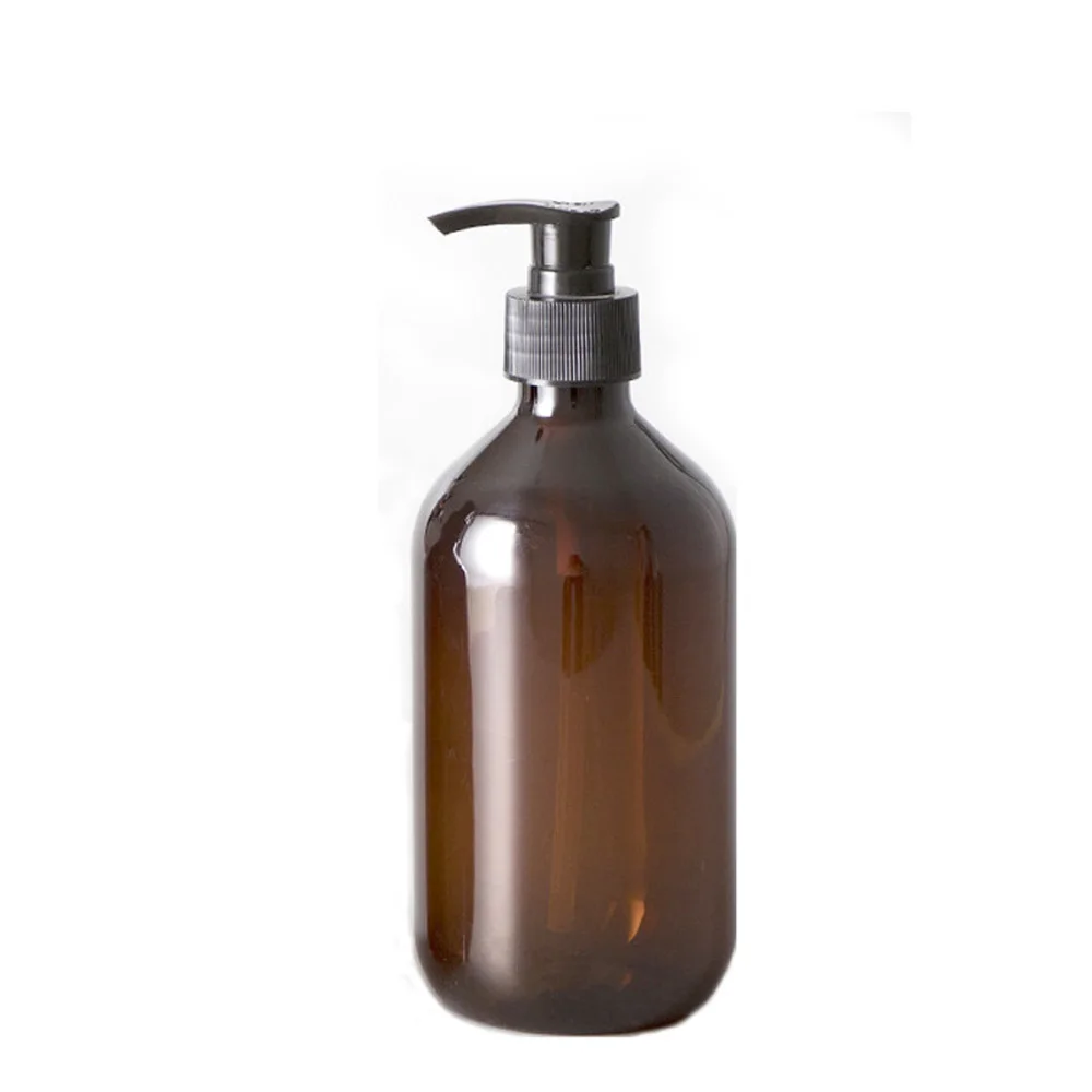 

300ml brown&amber color Refillable Squeeze plastic lotion bottle with black pump sprayer PET Plastic Portable lotion Bottle