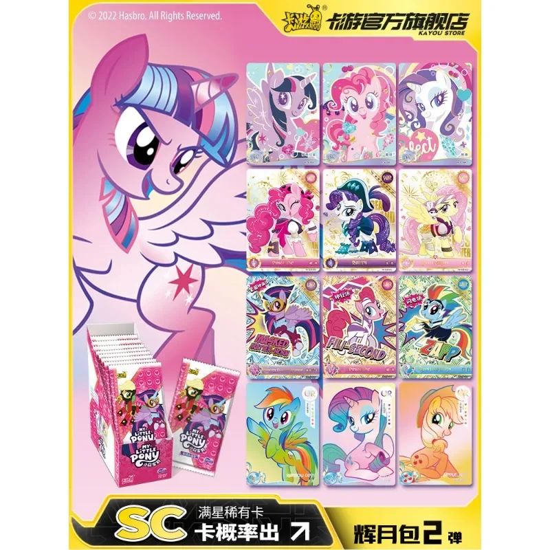 Hasbro-Coleção My Little Pony Cartões Infantis, A Amizade é Mágica, Anime Jogo de Tabuleiro, Cartões Flash Bronzeadores, Presentes Originais