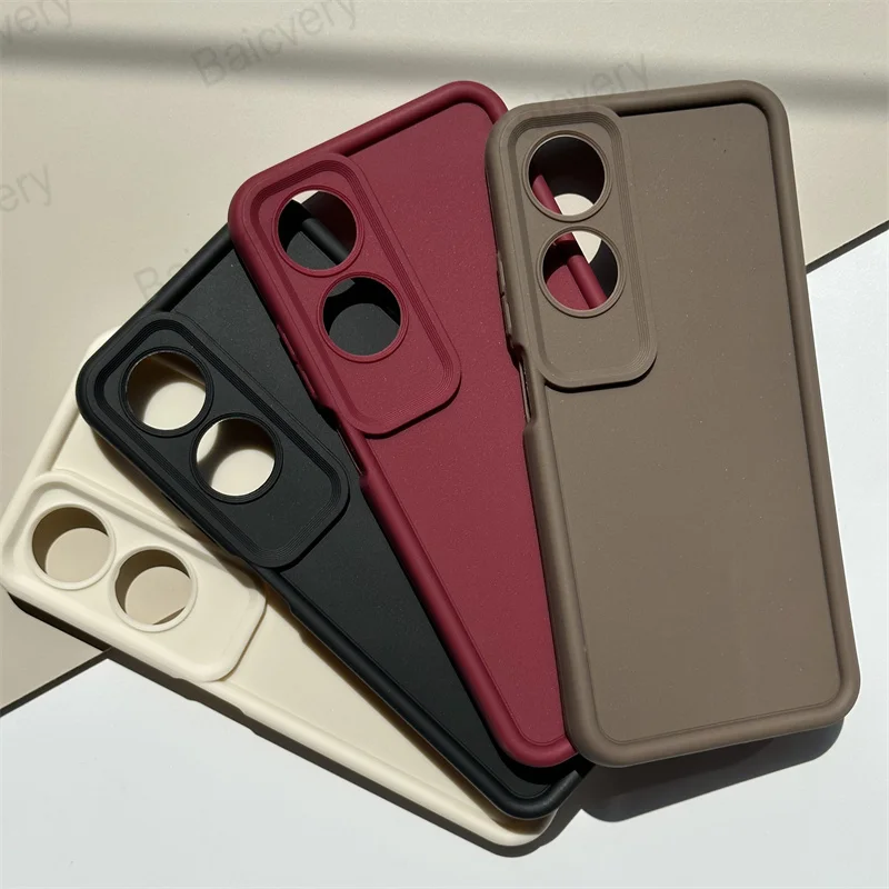 Capas For OPPO A60 CPH2631 With Bracket Soft TPU Colorful Matte Border Protection Lens Cover