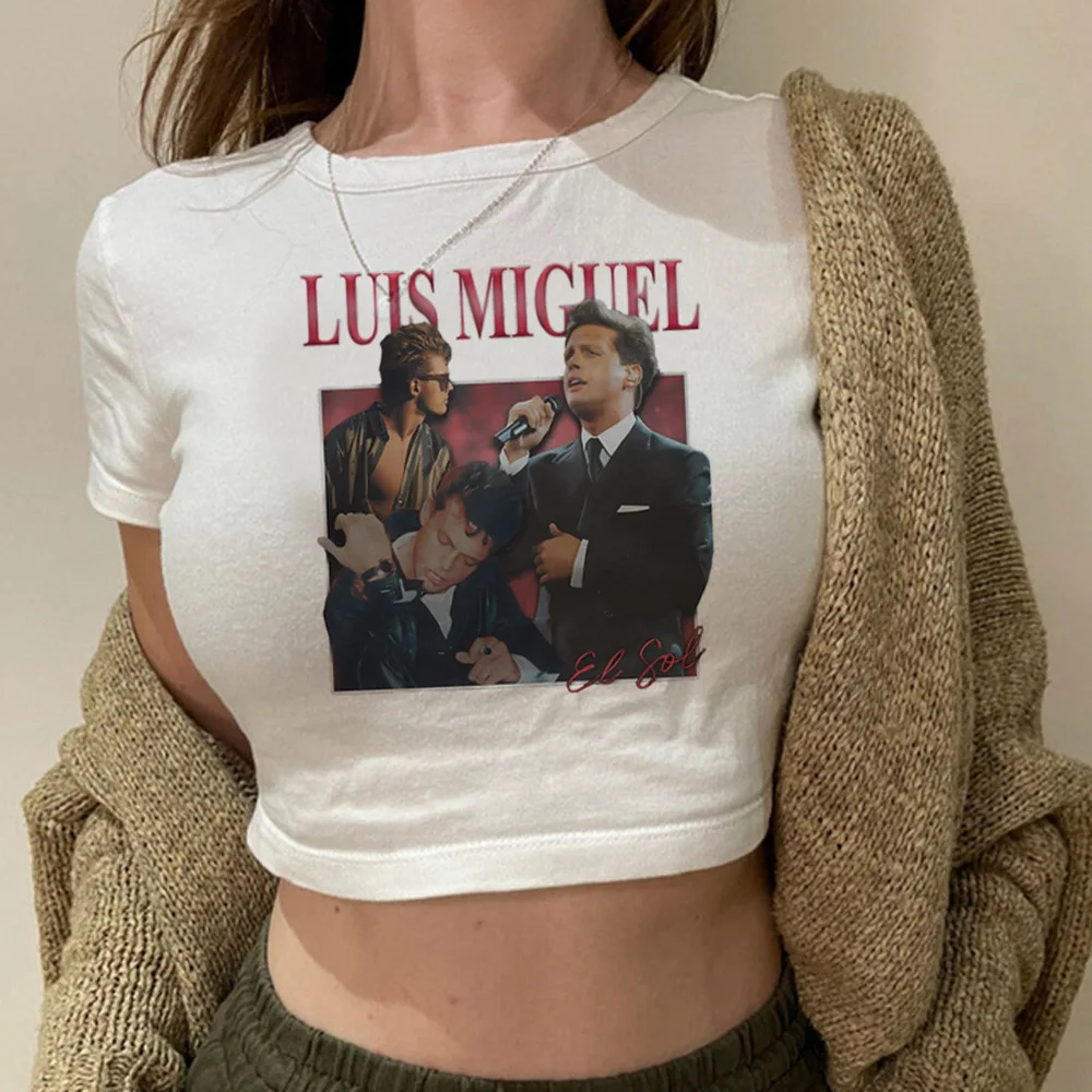 Luis Miguel gothic  90s crop top girl cyber y2k korean fashion aesthetic Harajuku t-shirts