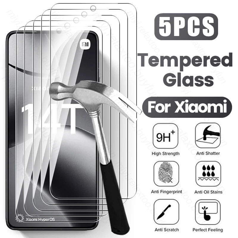 

for Xiaomi 14T Pro 5G Glass 5Pcs Protective Glass on Xiomi Mi14T Mi 14T 14 T Pro T14 Screen Protector Tempered Glass Film Cover