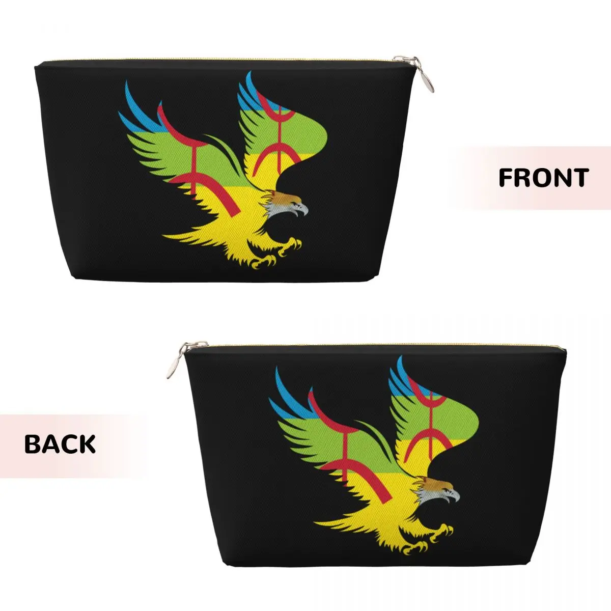 Custom Amazigh Flag Eagle Soaring Patriotic Cosmetic Bag Women  Tifinagh Berber Proud Makeup Case Beauty Storage Toiletry Bags