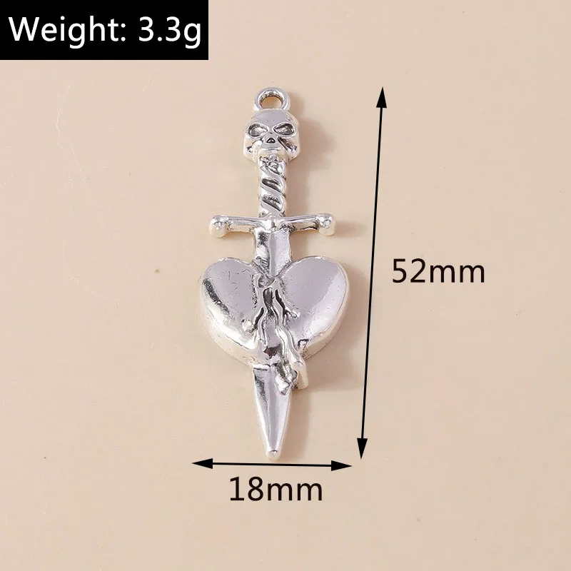 4 Stück 38*58mm Punk-Totenkopf-Kreuz-Anhänger aus Metalllegierung, Vintage-Gothic-Kreuz-Anhänger für DIY-Armbänder, Halsketten und Schmuckherstellung – Detail 17