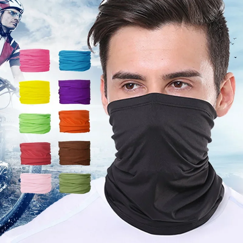Solid Color Outdoor Face Shield Pure Army Green Neck Warmer Cycling Custom muslim hijab Seamless Sports Mask Tube Bandana