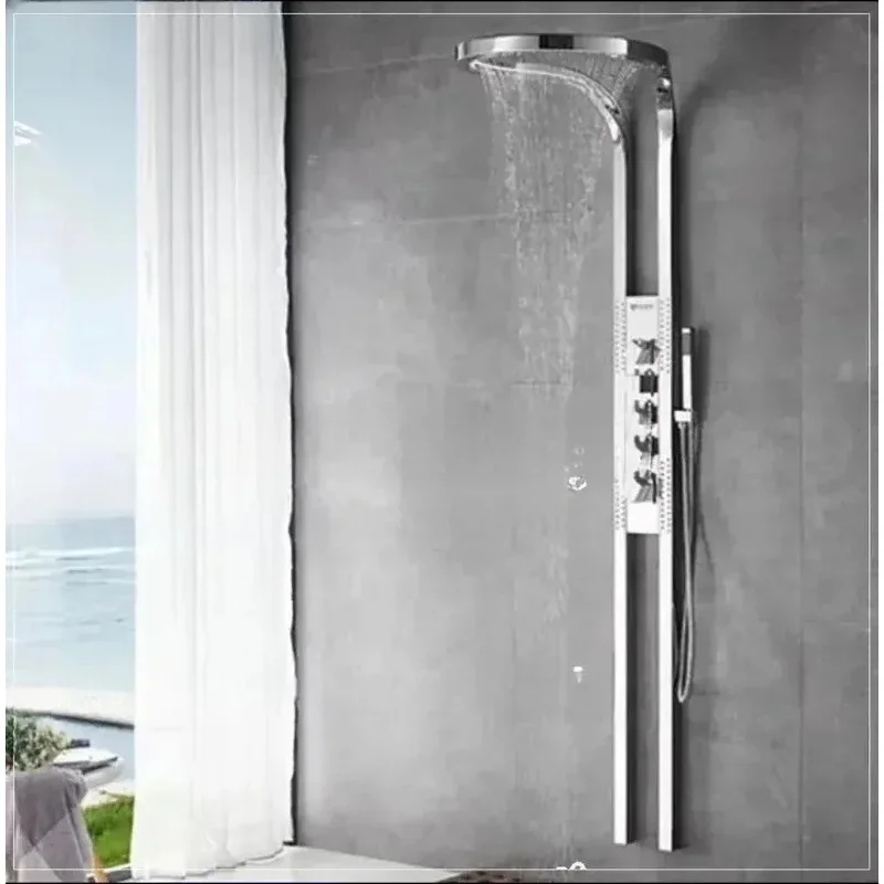 Wall-Mounted Shower Set System, Brass Copper, Multifunction, Bathroom, Waterfall