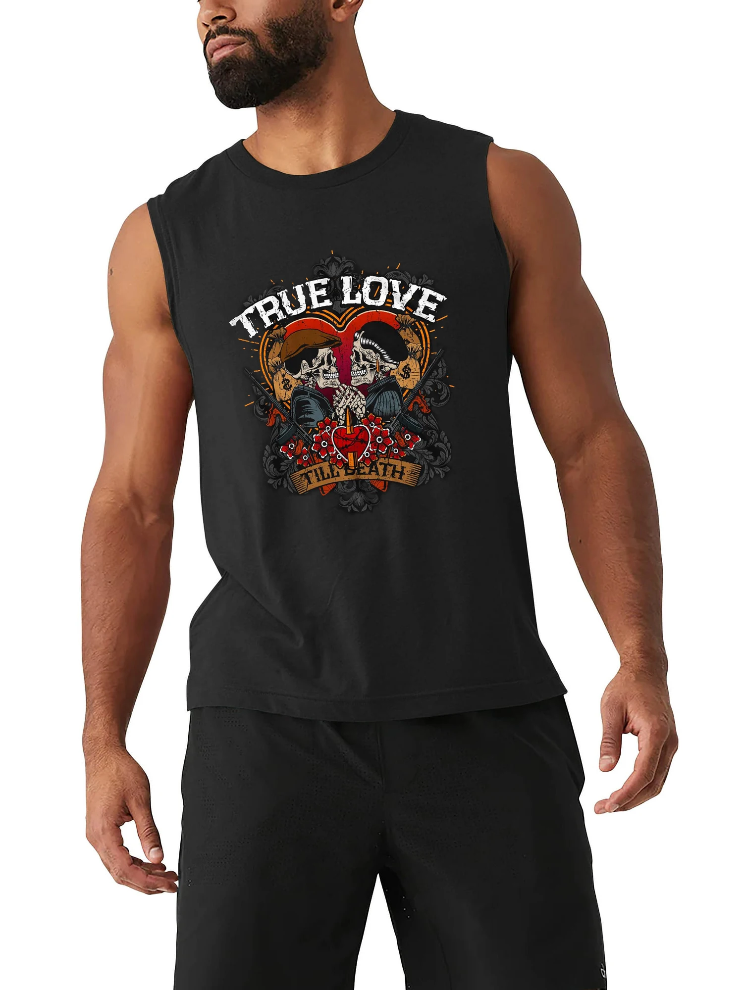 Bonnie and Clyde True Love Till Death Rockabilly Gangster Tanktop 100% Cotton O-Neck Summer Casual Mens Vest Sleeveless T-shirt