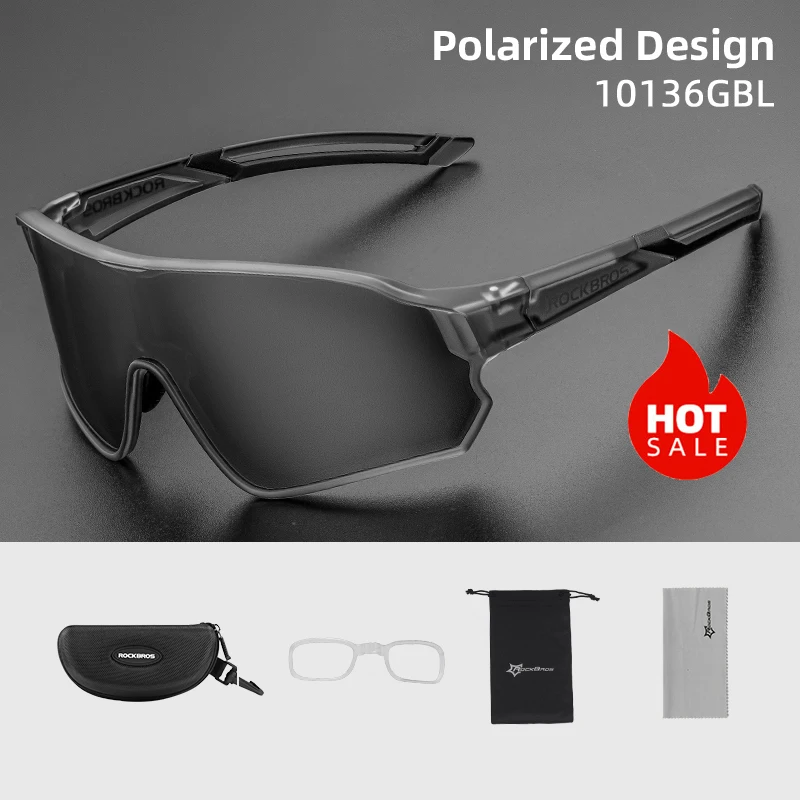 ROCKBROS Polarized Sports Sunglasses UV400 Black 7