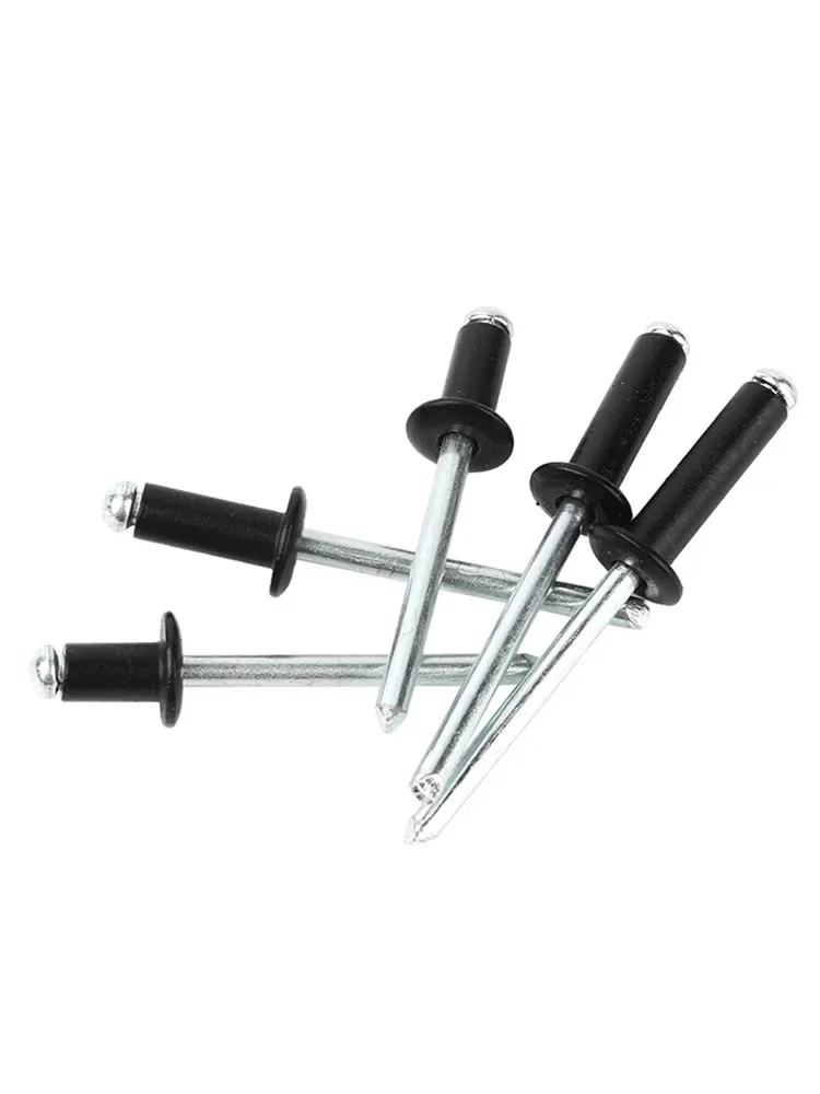 M2.4 - M6.4 Black Aluminium Dome Round Head Pop Open Hollow Pull Blind Rivets Steel Shank Mandrel Exhaust Rivets Pull Nail