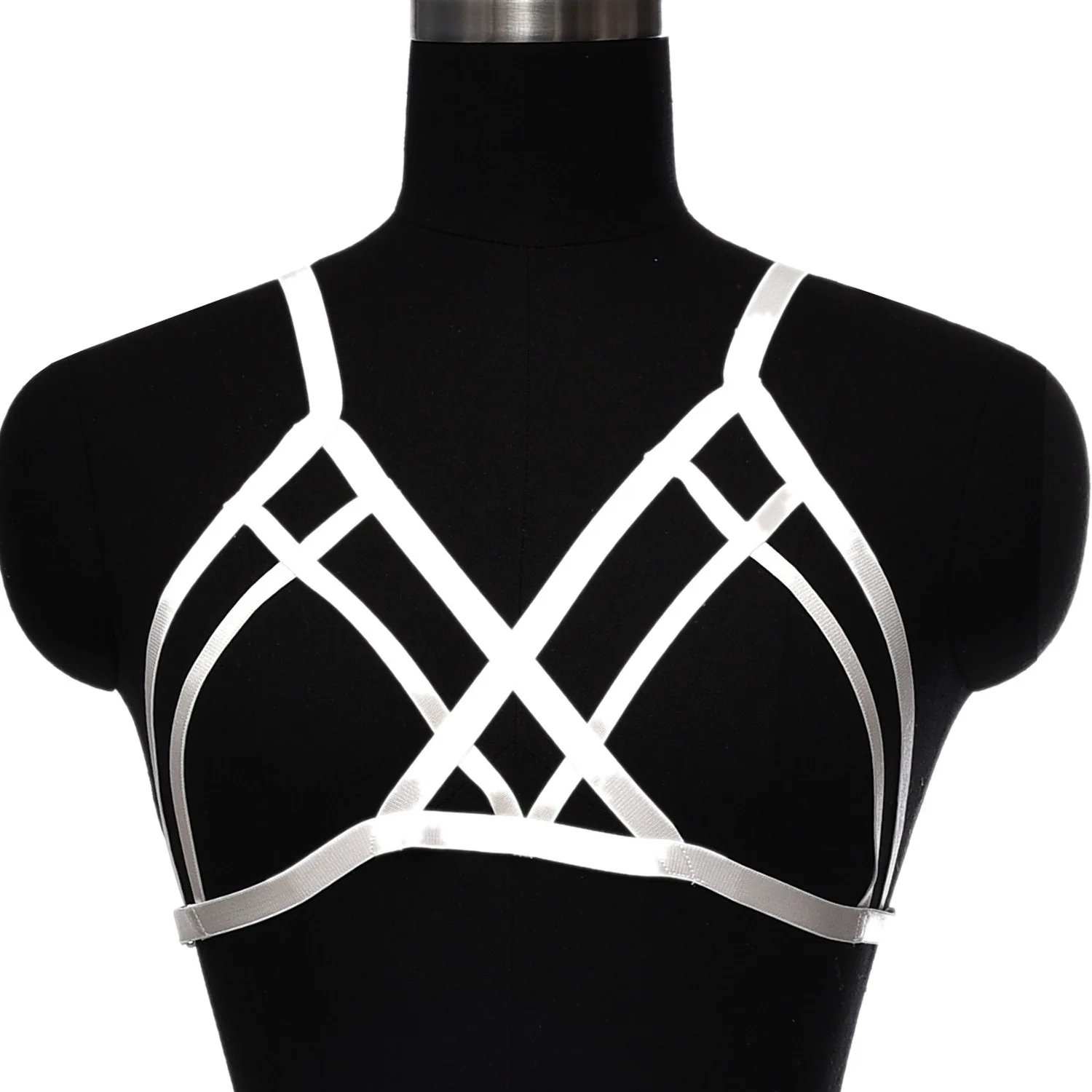 Women Elastic Adjustable Body Cage Bra Sexy Lingerie Goth Bondage Body Harness Belt Crop Top Open Chest Bra Body chain