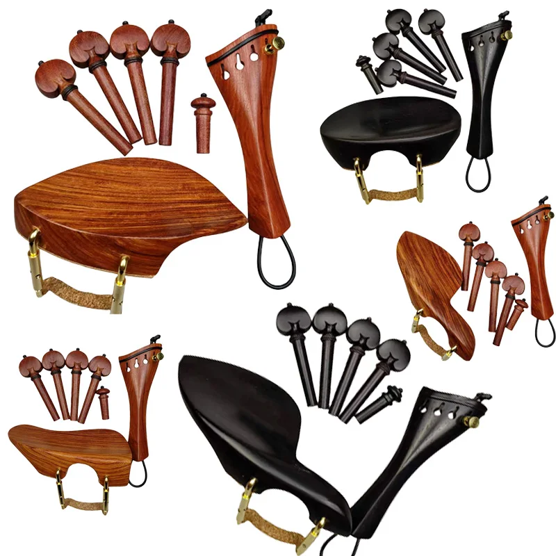 New Shape Violin Accessoires Parts Fittings Kits Set Pegs Harp Model Tailpiece Chinrest Endpin Ready for Useing