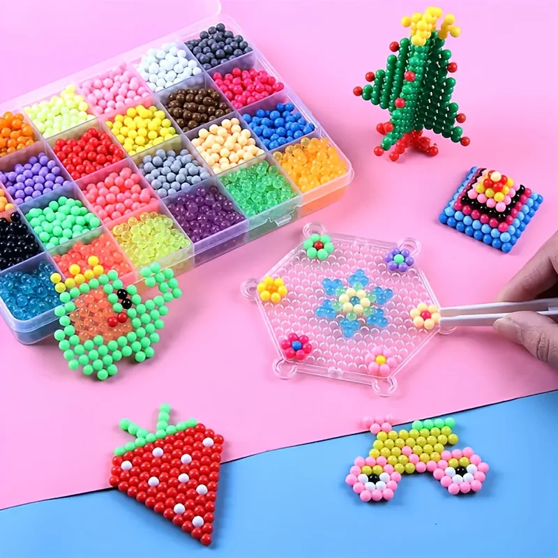 

2400pcs/Box Magic Water Sticky Beads Kit DIY Art Crafts Water Sticky Beads Water Fuse Beads Set 5mm Beads DIY Kit
