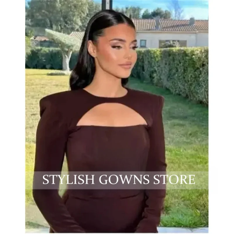 Robe de soirée élégante pour femmes, manches longues, col rond, robe de bal, queue de poisson, robe de mariée, 2024