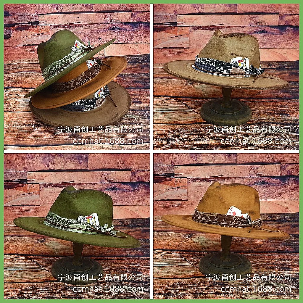 

Retro Jazz Hat Handmade Wool Poker Card Design, 50/2000 High Quality Original Fashion Hat